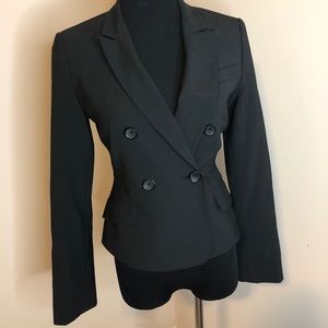 Fitted Double Breasted Black Express Blazer
